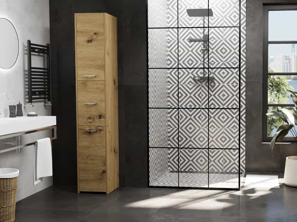 Koupelnový sloupek se skříňkami artisan 30 x 170 cm - L23