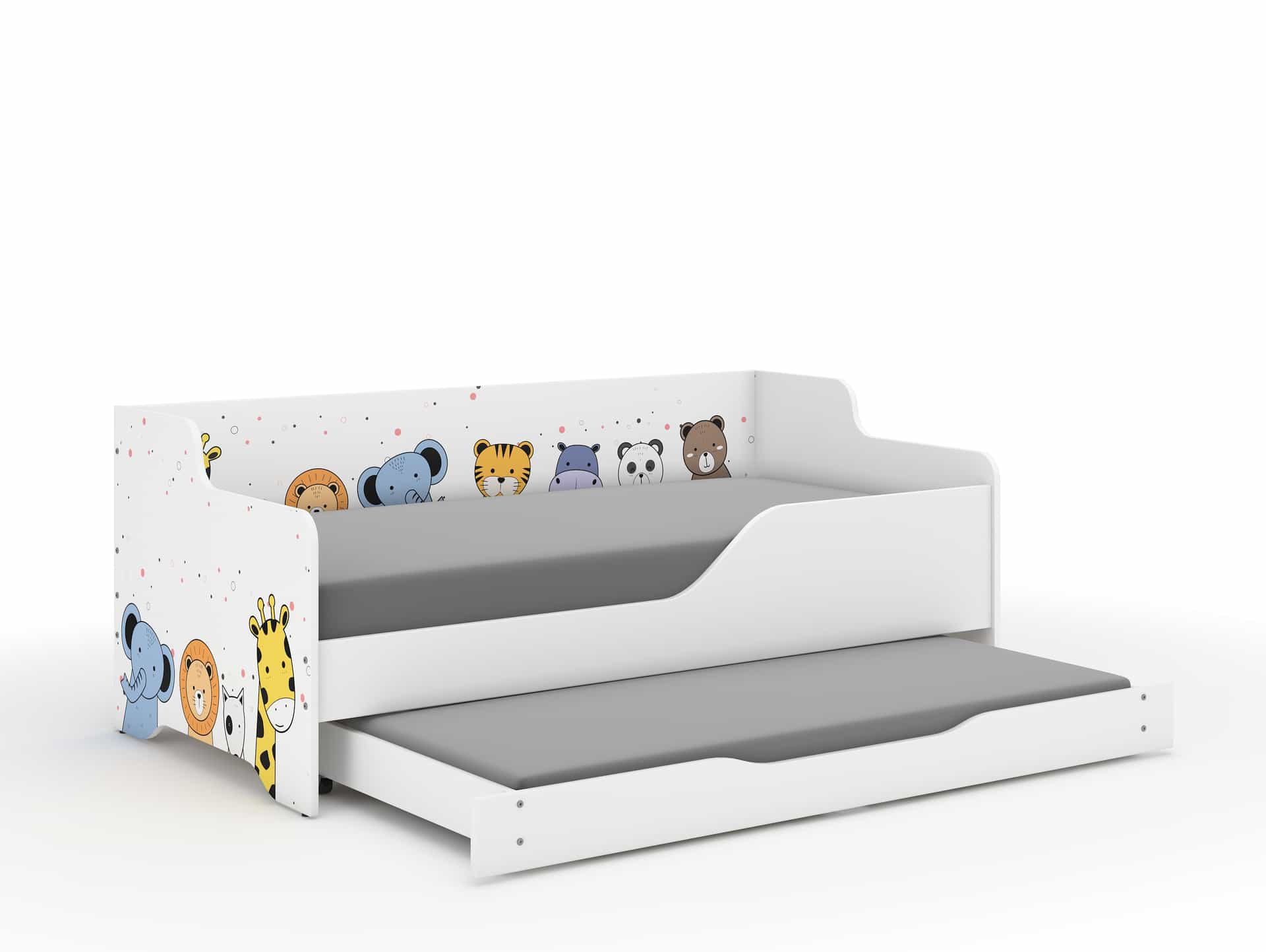 Dětská postel LILU 160x80 MINI ZOO s funkcí spaní