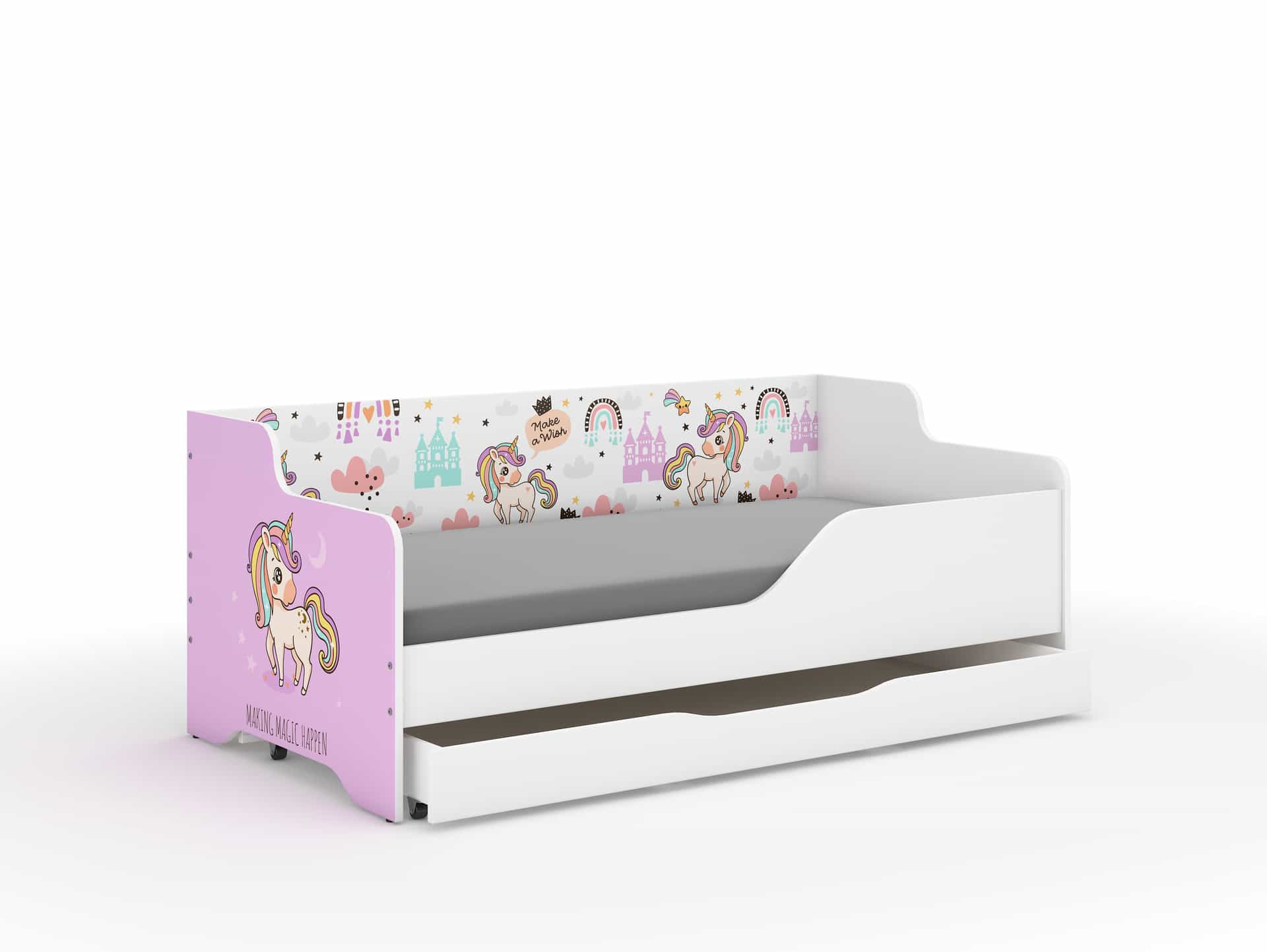 Dětská postel LILU 160x80 JEDNOROŽEC RŮŽOVÝ -sada