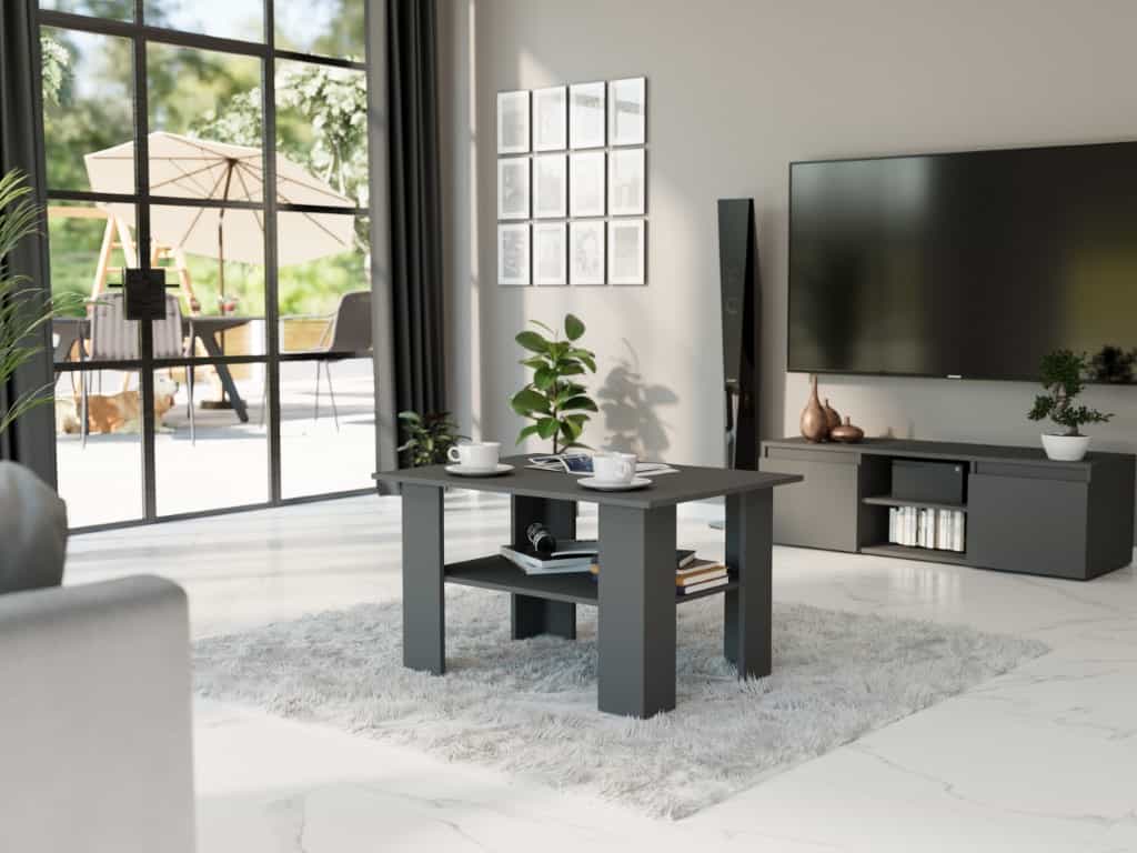 Malý obdélníkový konferenční stolek Antracit 55 x 60 x 80 cm Modern A1