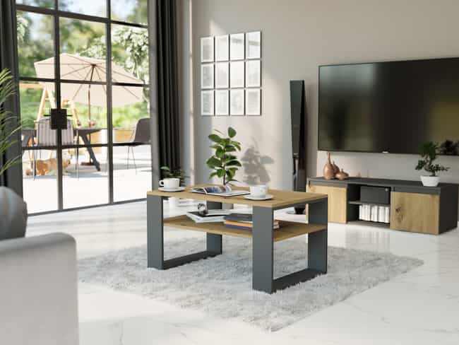 Konferenční stolek s policí loft 58 x 90 x 53 cm - modern A5
