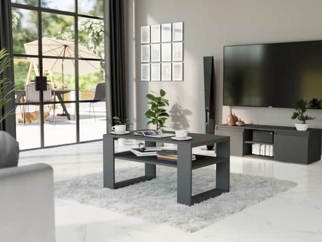 Konferenční stolek antracit s policí 58 x 90 x 53 cm - modern A5