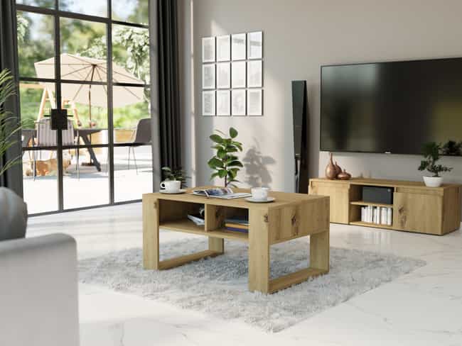 Obdélníkový konferenční stolek dub artisan 58 x 90 x 53 cm - moderní A6