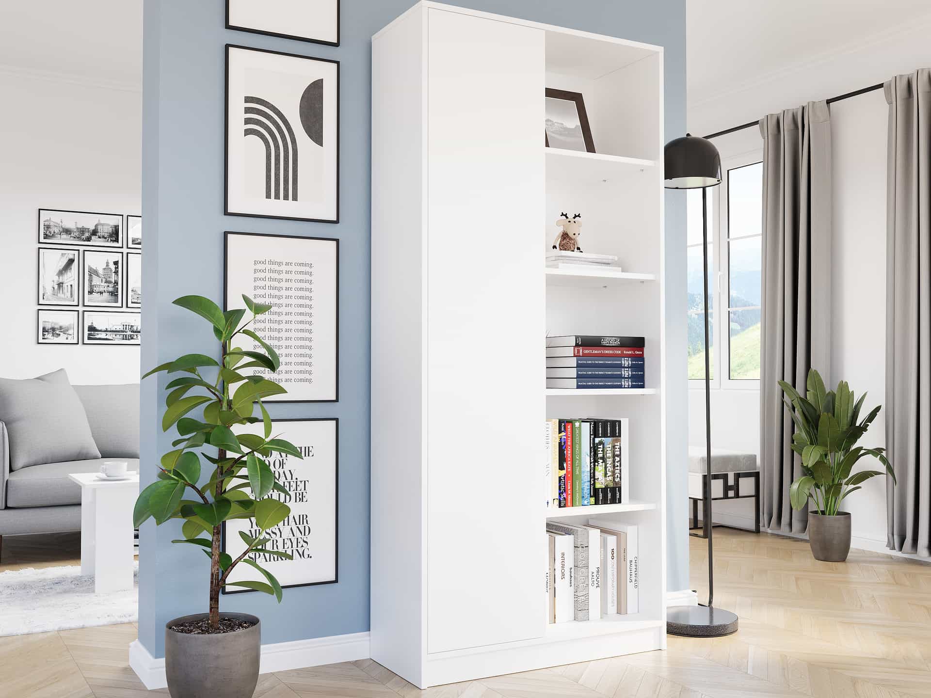 Regál skříň s policemi bílá 180 x 80 cm - Modern B5