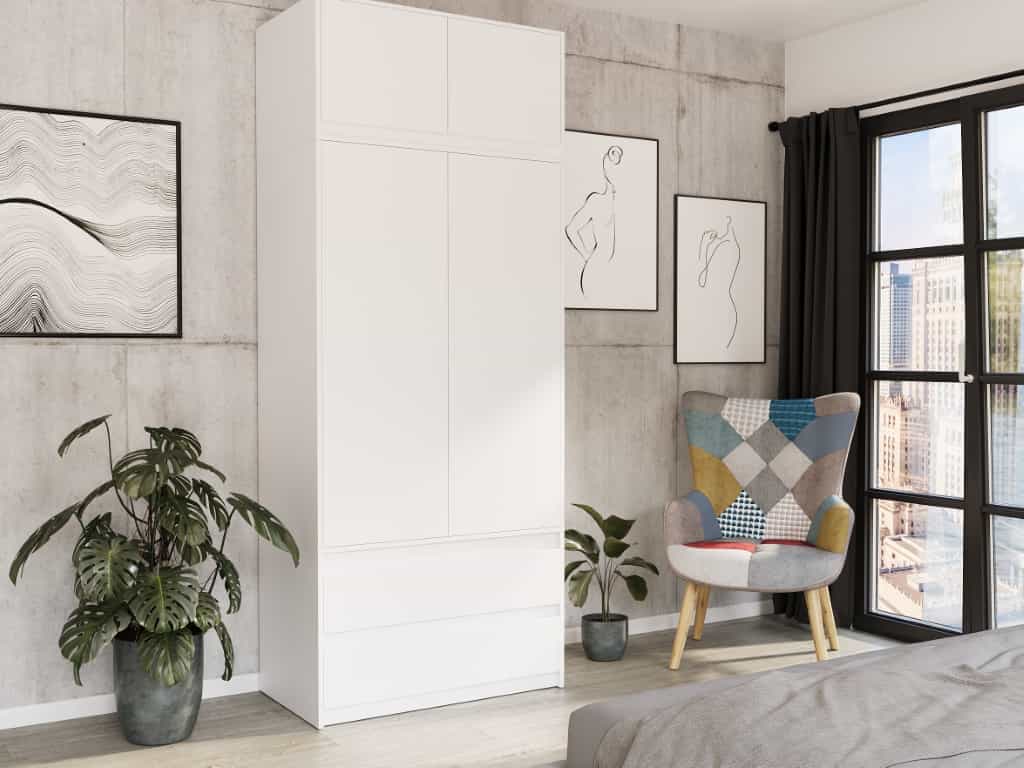 Skříň s nástavcem do předsíně bílá 90 x 234 cm - NOVÁ