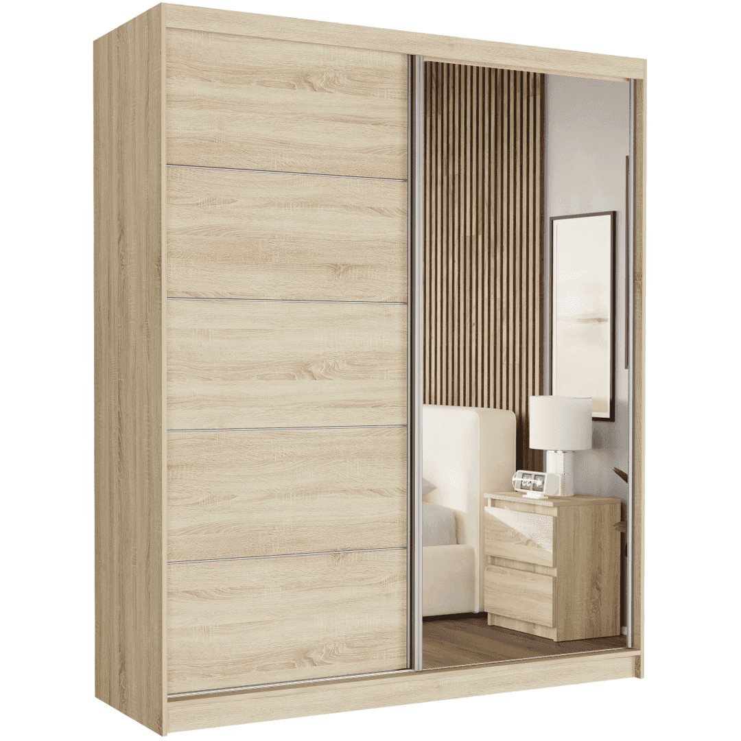 Skříň do ložnice posuvná 183 x 218 x 60 cm dub sonoma - LUNA I
