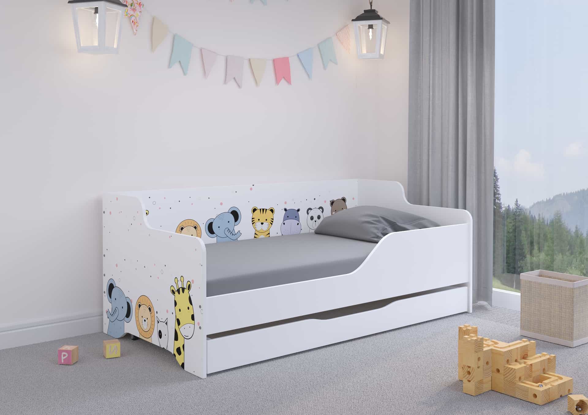 Dětská postel LILU 160x80 MINI ZOO-sada