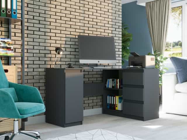 Rohový stůl pravý antracit 150 x 87 cm Modern N12