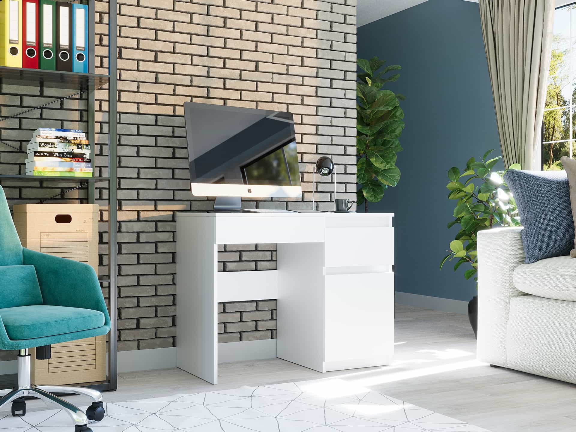 Psací stůl se zásuvkami - Bílý - Moderní - N31