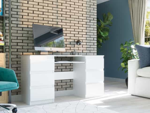 Psací stůl s šuplíky po obou stranách bílý - 140 x 50 cm Modern N32