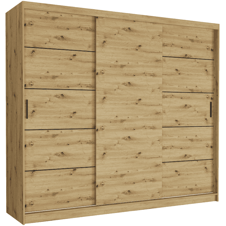 Posuvná skříň Norvio IV 250 cm artisan 3-dveřová artisan černé příčky