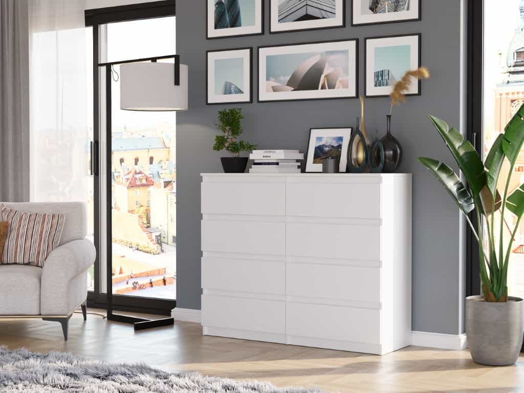 Mladistvá komoda se zásuvkami - bílá, 120 x 40 cm (modern R120S8)
