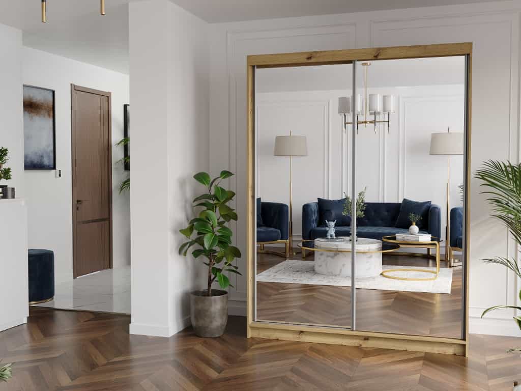 Posuvná skříň Rivano II 150 cm artisan se 2 zrcadly 2-dveřová