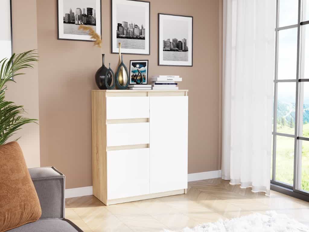 Komoda se skříňkami a šuplíky Sonoma Mix 80 x 40 x 98 cm Modern S2