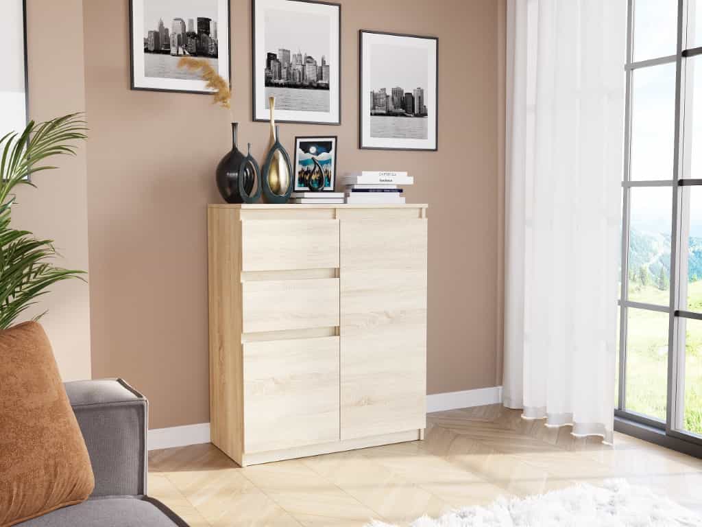 Komoda se skříňkami a šuplíky Sonoma 80 x 40 x 98 cm Modern S2