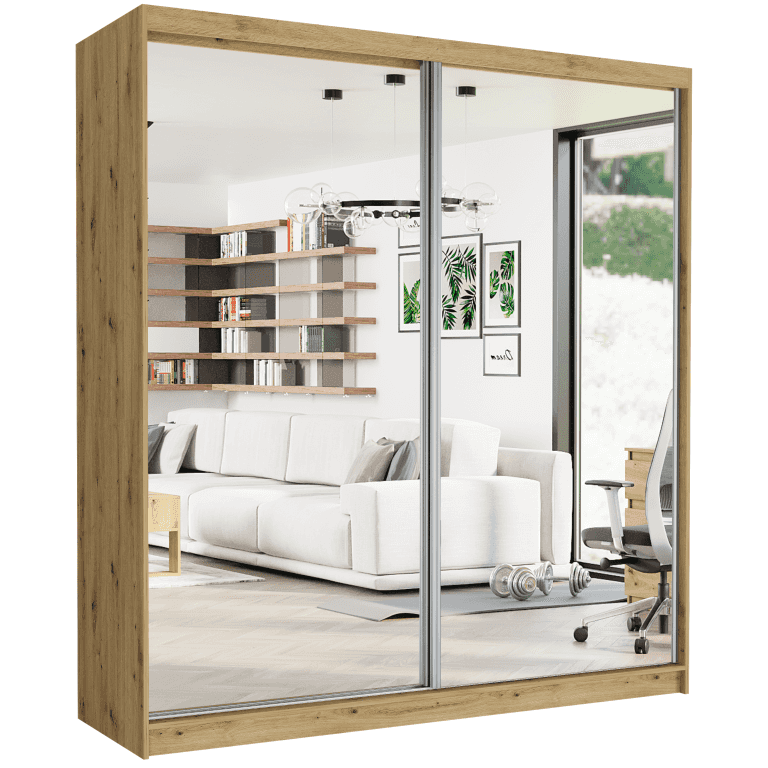 Posuvná skříň Tivaro II 203 cm artisan se 2 zrcadly 2-dveřová