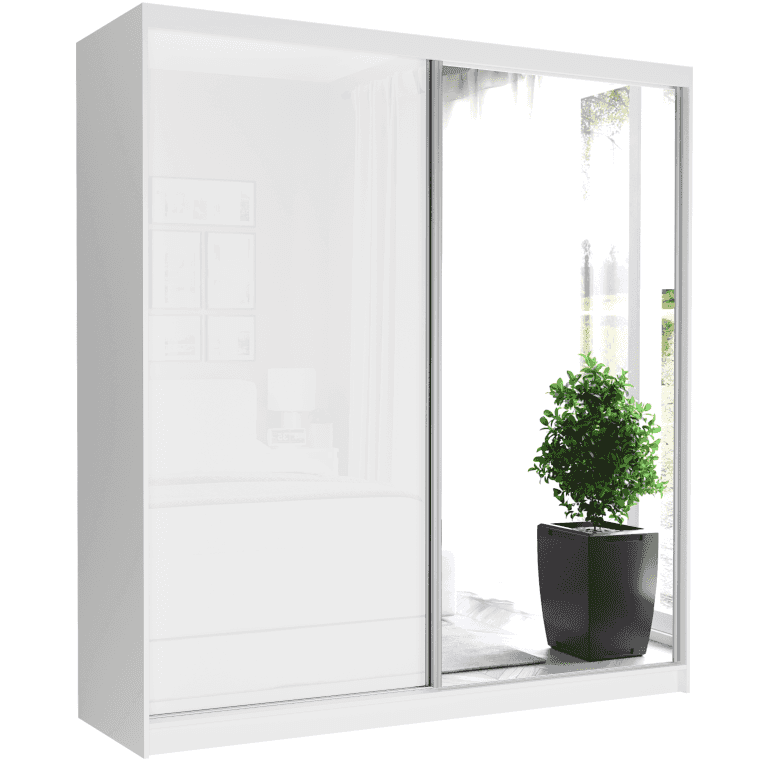 Posuvná skříň Tivaro V 203 cm bílá se zrcadlem 2-dveřová bílý pololesk