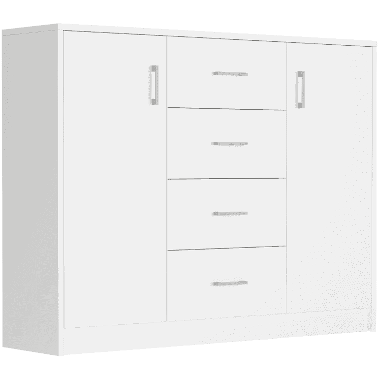 Komoda pod televizi s šuplíky a skříňkami bílá 110 x 35 x 85 cm - Modern U1