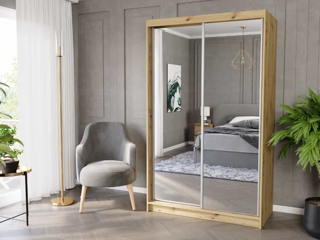 Posuvná skříň Vega II 120 cm artisan se 2 zrcadly 2-dveřová