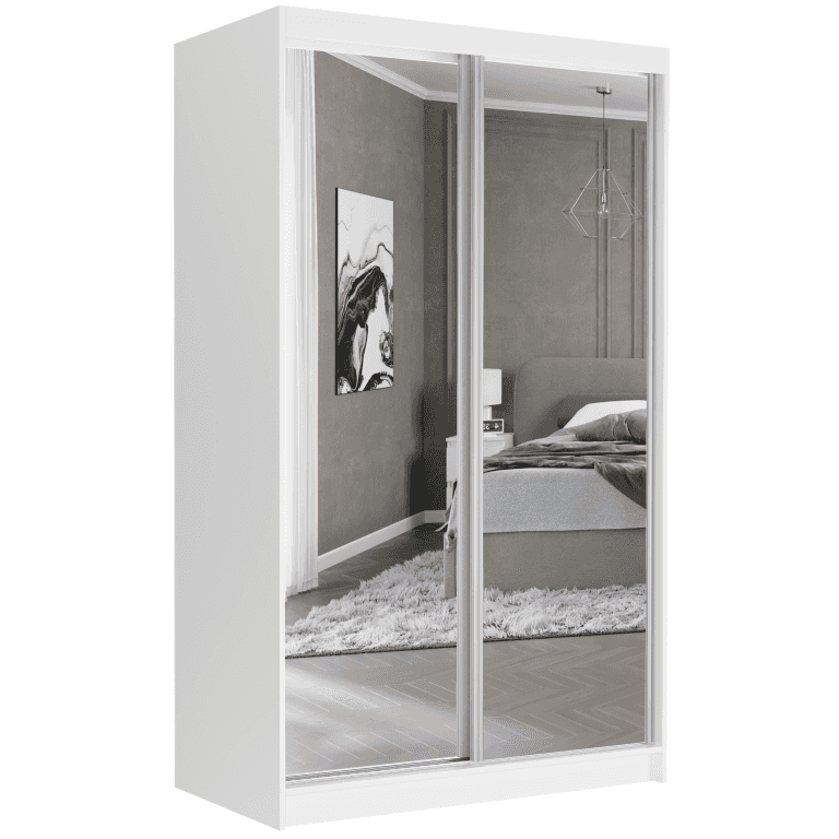 Posuvná skříň Vega II 120 cm bílá se 2 zrcadly 2-dveřová