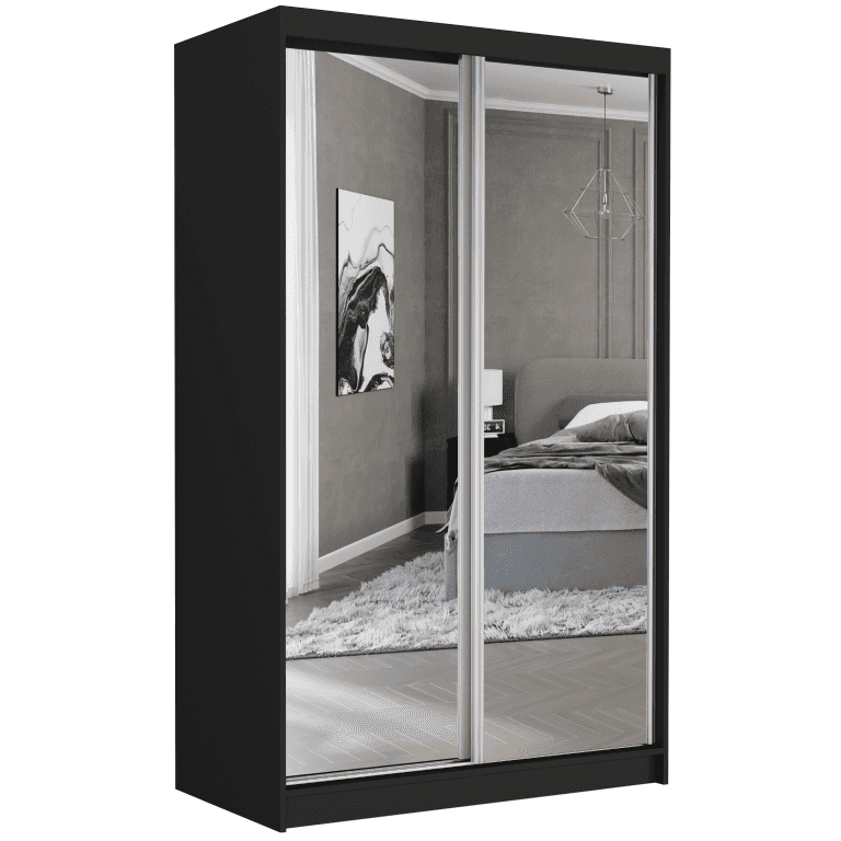 Posuvná skříň Vega II 120 cm černá se 2 zrcadly 2-dveřová