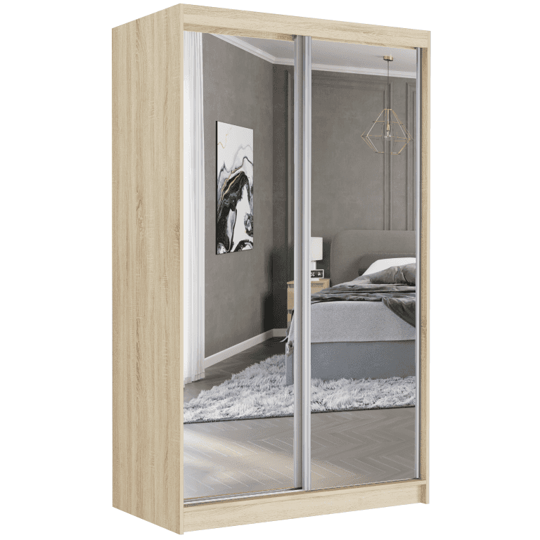 Posuvná skříň Vega II 120 cm sonoma se 2 zrcadly 2-dveřová