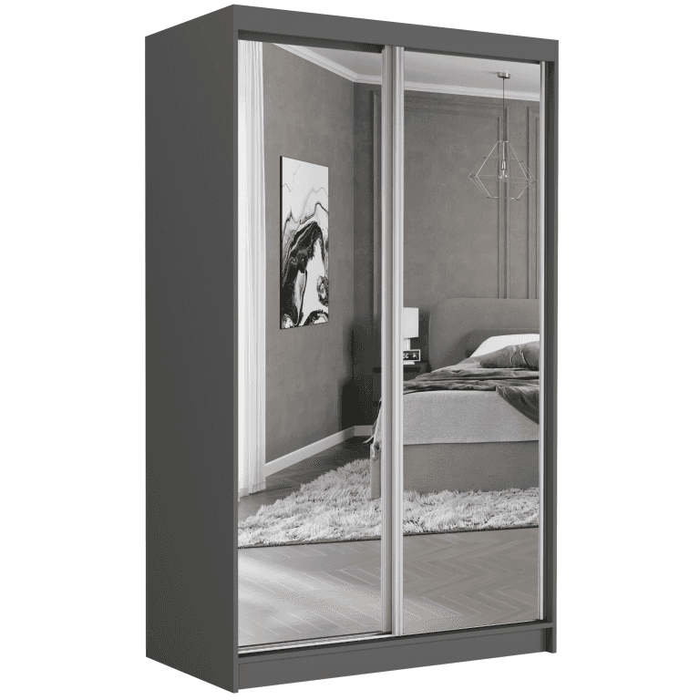 Posuvná skříň Vega II 120 cm antracit s 2 zrcadly 2-dveřová