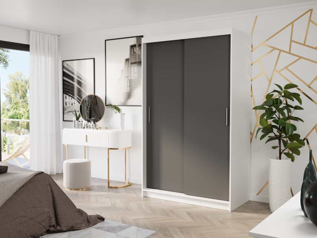 Posuvná skříň Vega III 120 cm bílá 2-dveřová antracit