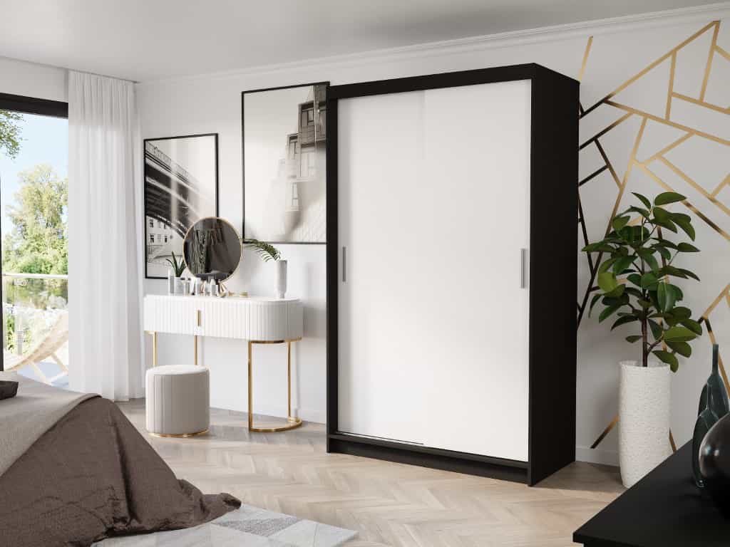 Posuvná skříň Vega III 120 cm černá 2-dveřová bílá