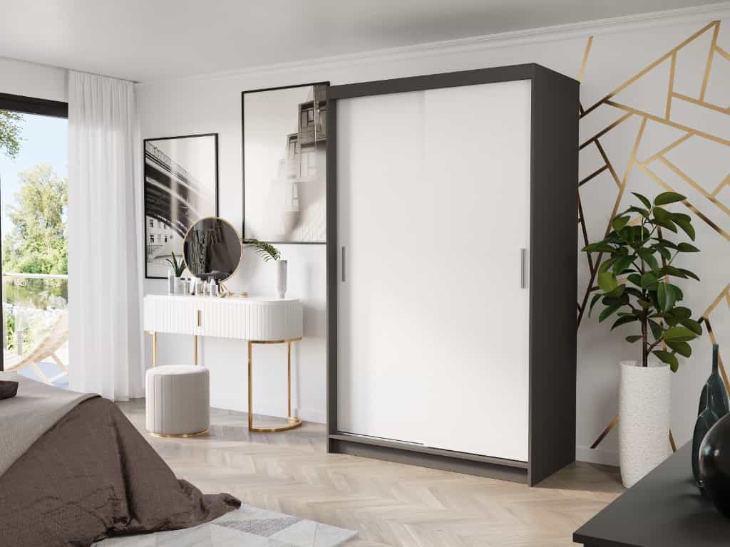 Posuvná skříň Vega III 120 cm antracit 2-dveřová bílá