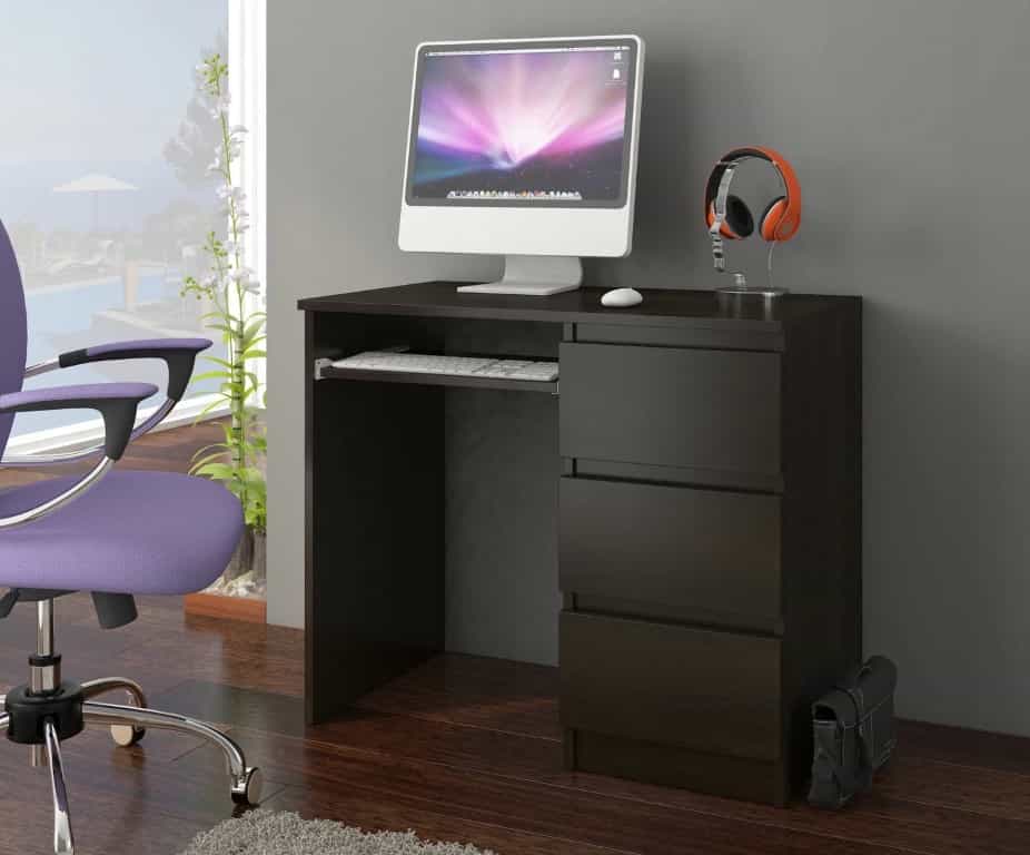 POČÍTAČOVÝ STŮL 96CM 3 ZÁSUVKY WENGE N-3 Pravé