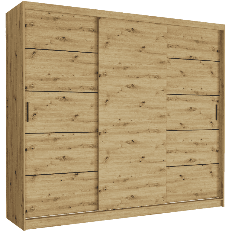 Posuvná skříň Norvio IV 250 cm artisan 3-dveřová artisan černé příčky