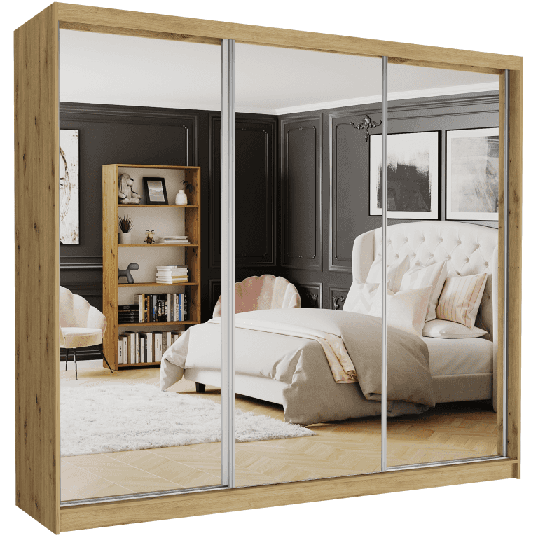 Posuvná skříň Norvio V 250 cm artisan se 3 zrcadly 3-dveřová