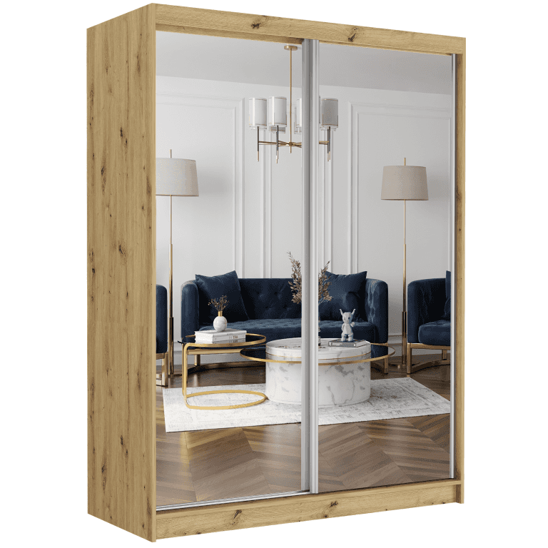 Posuvná skříň Rivano II 150 cm artisan se 2 zrcadly 2-dveřová