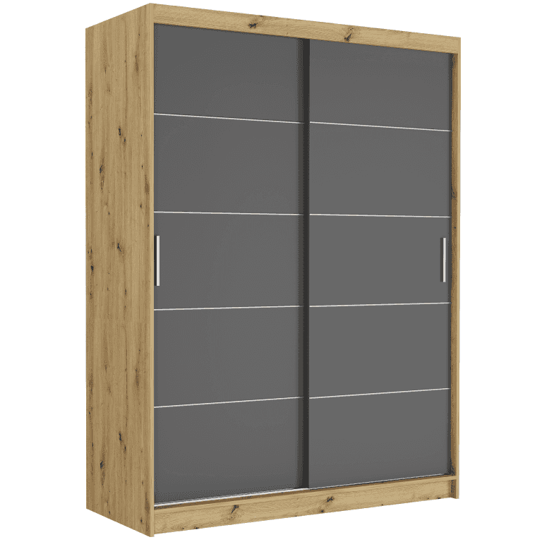 Posuvná skříň Rivano IV 150 cm artisan 2-dveřová antracit stříbrné příčky