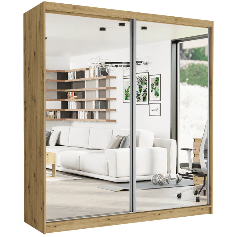 Posuvná skříň Tivaro II 203 cm artisan se 2 zrcadly 2-dveřová