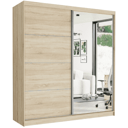 Posuvná skříň Tivaro VIII 203 cm sonoma se zrcadlem 2-dveřová sonoma stříbrné mřížky
