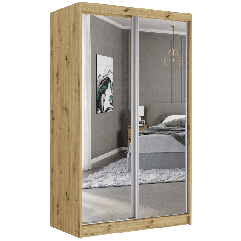 Posuvná skříň Vega II 120 cm artisan se 2 zrcadly 2-dveřová