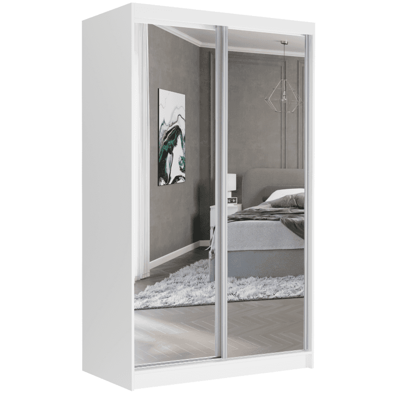 Posuvná skříň Vega II 120 cm bílá se 2 zrcadly 2-dveřová