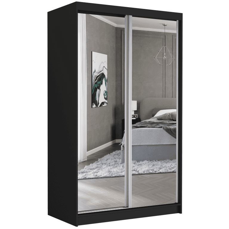 Posuvná skříň Vega II 120 cm černá se 2 zrcadly 2-dveřová