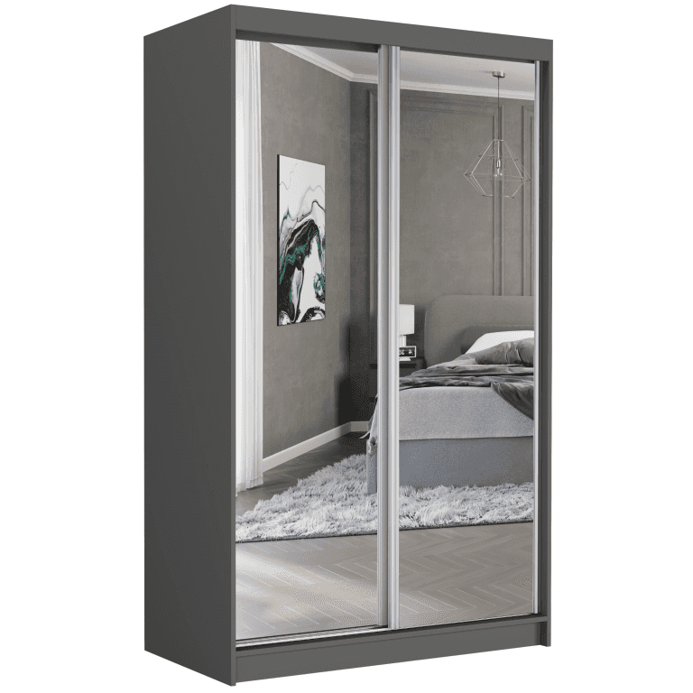 Posuvná skříň Vega II 120 cm antracit s 2 zrcadly 2-dveřová