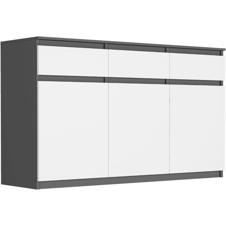 Skříňka se 3 dveřmi a 3 zásuvkami mix antracit 120 x 98 x 40 cm Modern S3