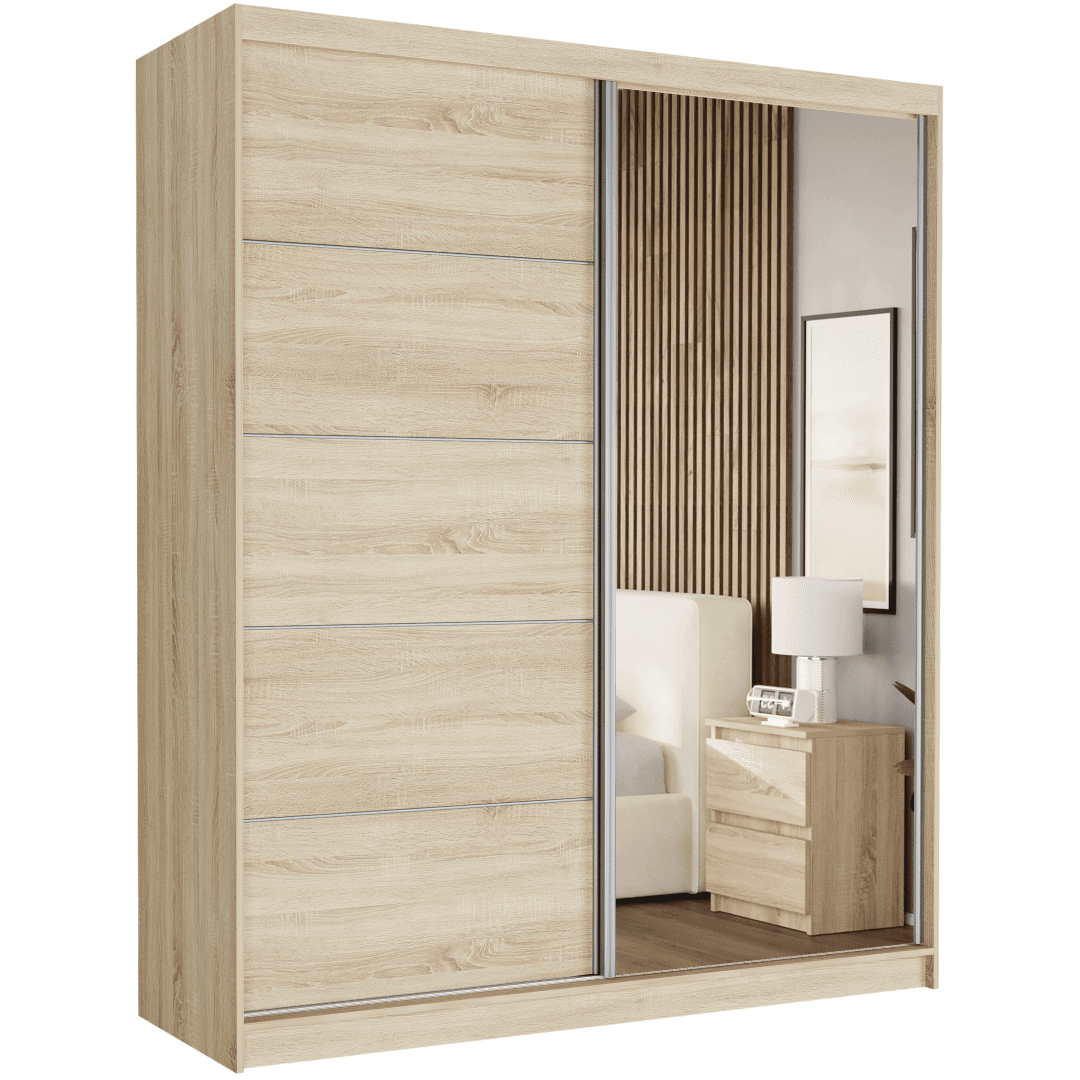 Skříň do ložnice posuvná 183 x 218 x 60 cm dub sonoma - LUNA I