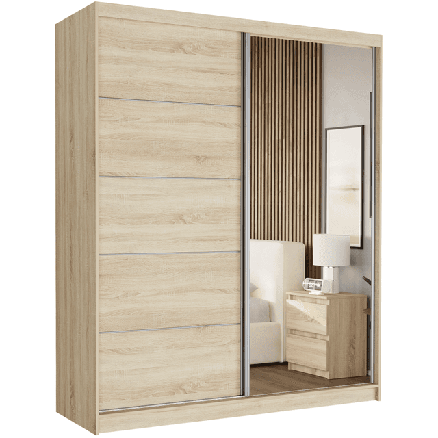 Skříň do ložnice posuvná 183 x 218 x 60 cm dub sonoma - LUNA I