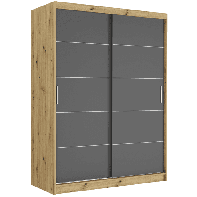 Posuvná skříň Rivano IV 150 cm artisan 2-dveřová antracit stříbrné příčky