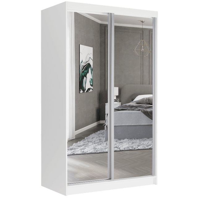 Posuvná skříň Vega II 120 cm bílá se 2 zrcadly 2-dveřová