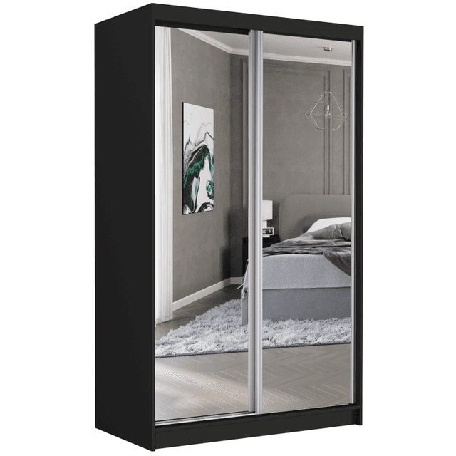 Posuvná skříň Vega II 120 cm černá se 2 zrcadly 2-dveřová