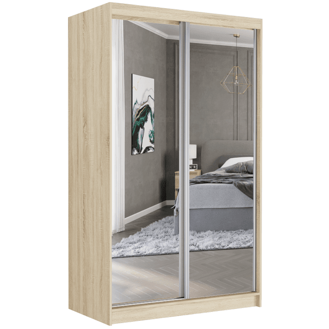 Posuvná skříň Vega II 120 cm sonoma se 2 zrcadly 2-dveřová