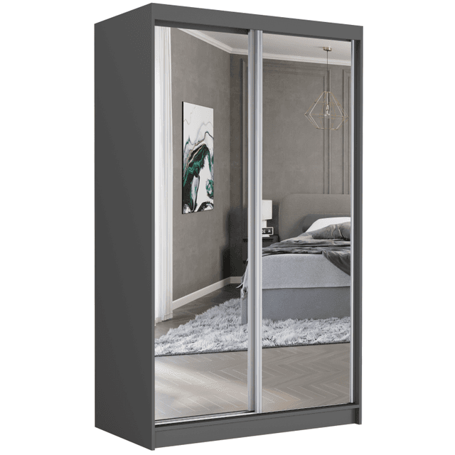Posuvná skříň Vega II 120 cm antracit s 2 zrcadly 2-dveřová