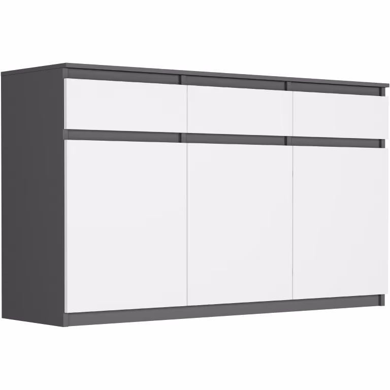 Skříňka se 3 dveřmi a 3 zásuvkami mix antracit 120 x 98 x 40 cm Modern S3 – video produktu